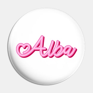 Alba name pink heart Pin