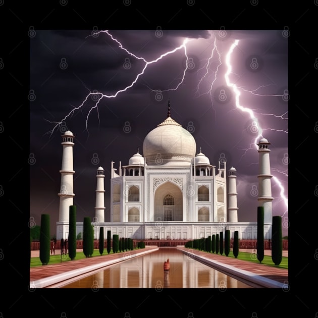 Iconic World Landmarks During A Thunderstorm : Taj Mahal India by Musical Art By Andrew