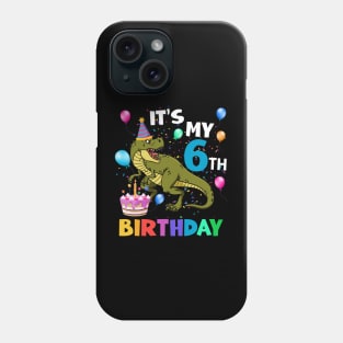 Kids 6 Year Old 6th Birthday Boy Dino T Rex Dinosaur Phone Case