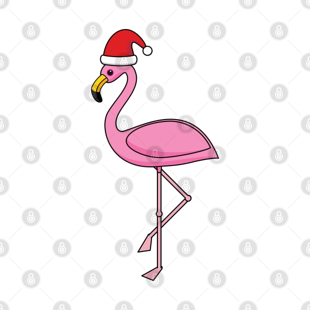 Christmas Flamingo with Santa Hat by BirdAtWork