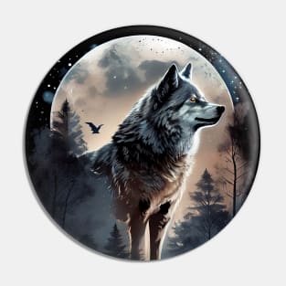 Majestic night wolf Pin