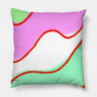 Pink green orange Red watercolor art Pillow