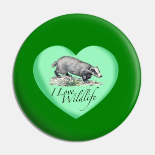 I Love Badgers Pin