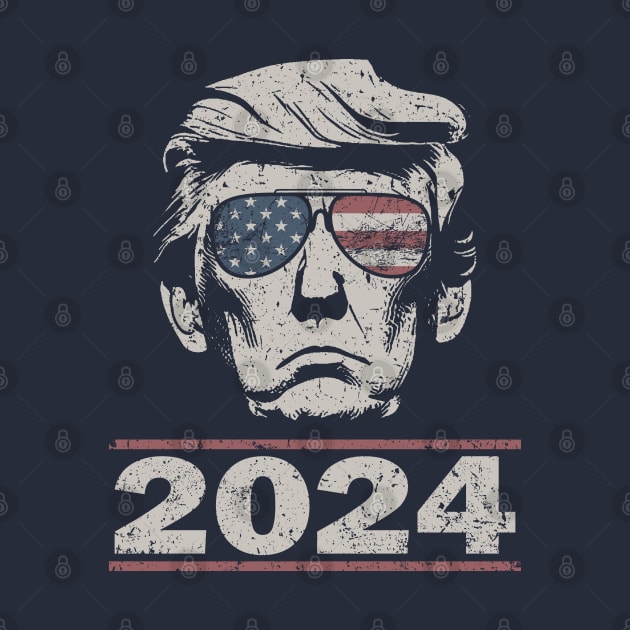 Donald Trump 2024 Vintage American Flag Sunglasses Mugshot by Etopix