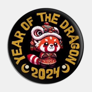 Red Panda Year of the Dragon 2024 Kawaii Cute Pin