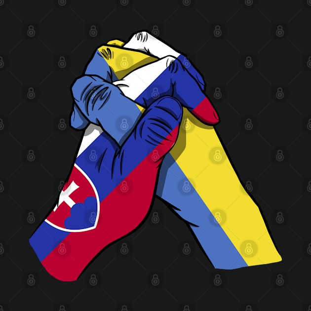 Slovakia and Ukraine Flags Holding Hands Ukraine Slovakia Roots by BramCrye