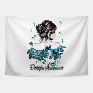 Diabetes awareness Womens Butterfly Girl Diabetes Women Gifts Tapestry