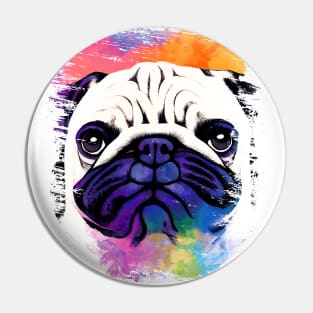 Pug Dog Wild Nature Animal Colors Art Painting Pin