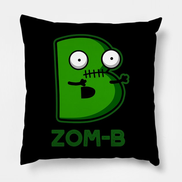 Zom-b Cute Halloween Zombie Alphabet Pun Pillow by punnybone