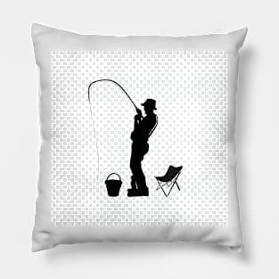 silhouette of an angler in action Pillow