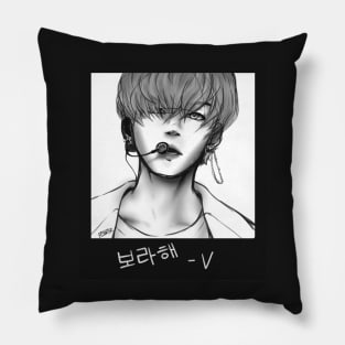 BTS - V gray scale portriat Pillow