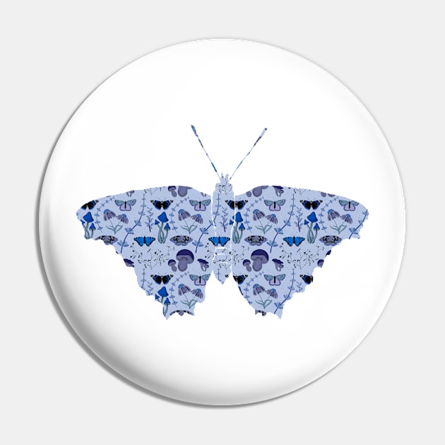 Butterflies, Flowers, Plants and Mushrooms Blue Tones Pin by cesartorresart