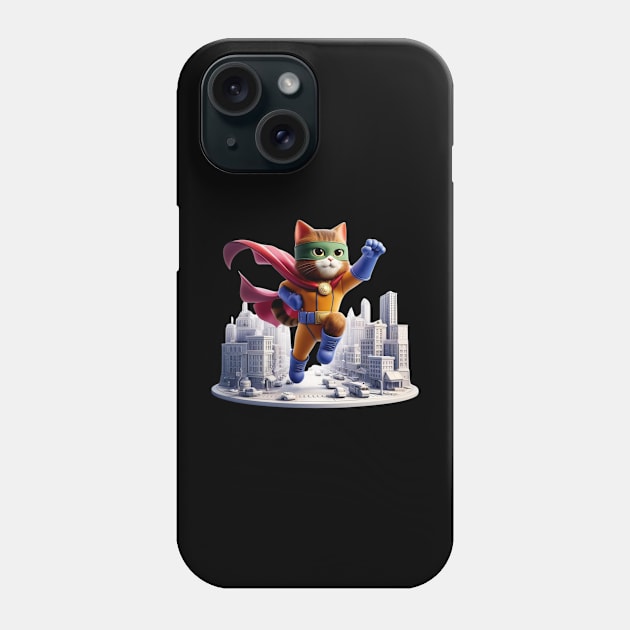 Superhero Cat to the Rescue – Urban Vigilante Sticker Phone Case by vk09design