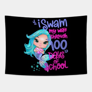 Mermaid I Swam My Way Through 100 Days Of School Tapestry