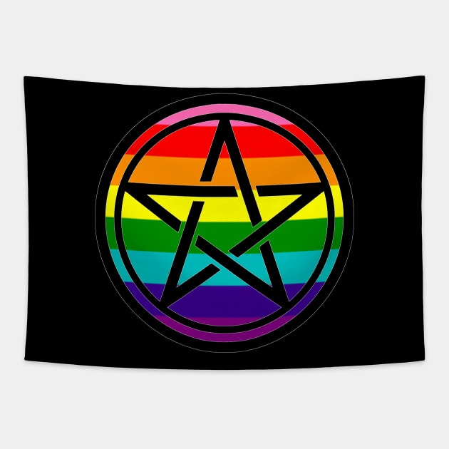 Large Print Pentacle LGBT Flag Gilbert Baker Rainbow Pride Tapestry by aaallsmiles