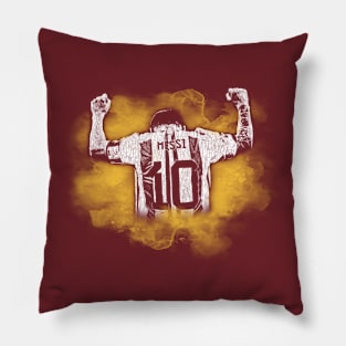 messi watercolor gold Pillow