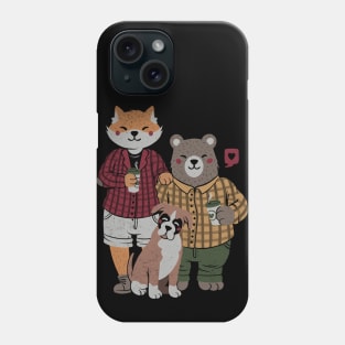 Fox Bear Boxer Coffee Valentines by Tobe Fonseca Phone Case