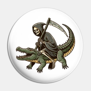 grim reaper rides crocodile Pin
