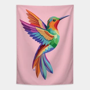Colorful Geometric Hummingbird Tapestry