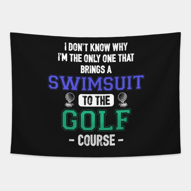 Let's Go Swimming at Golf Course Tapestry by jslbdesigns