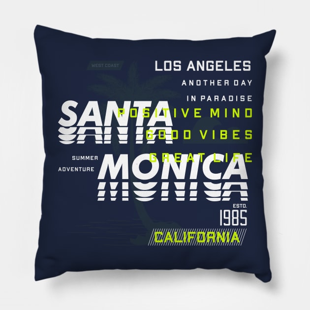 Los Angeles Santa Monica Pillow by RamsApparel08