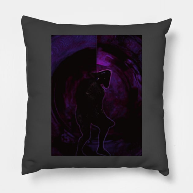 Portrait, digital collage, special processing. Bizarre. Dark man figure, like pirate. Death itself. Violet and blue. Pillow by 234TeeUser234