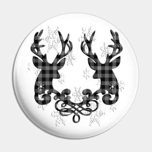 Buffalo Checked Reindeer & Snowflakes, Cute Winter Season Farmhouse Christmas Pin