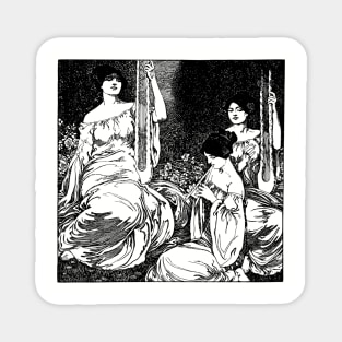 Vintage Greek Women Musicians illustration Magnet