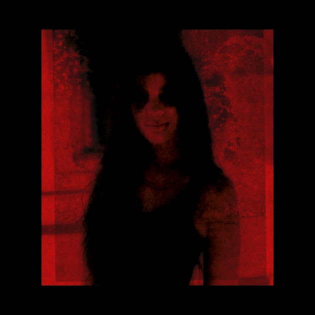 Portrait, digital collage and special processing. Somewhat scary, but pleasant girl. Dark side. Red. by 234TeeUser234