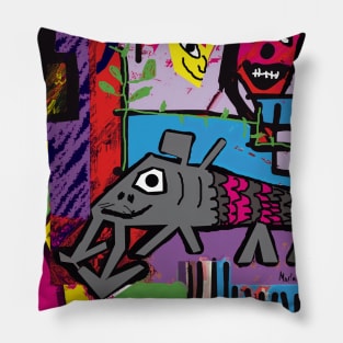 Rdomrg - The Earth Plowing Fish (Abstract Art) Pillow