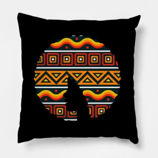 Afro Hair Woman with African Pattern, Black History Pillow