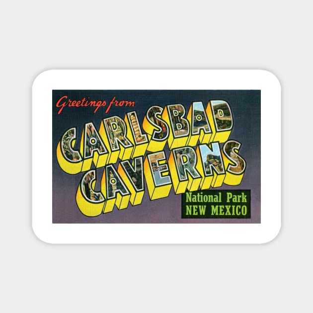 Greetings from Carlsbad Caverns National Park New Mexico, Vintage Large Letter Postcard Magnet by Naves