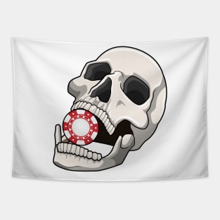 Skull with Poker chip Tapestry