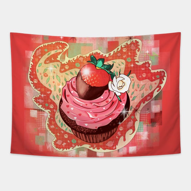 Strawberry cupcake Tapestry by Mimie20