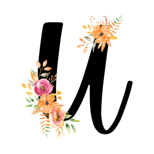 Letter U With Watercolor Floral Wreath T-Shirt