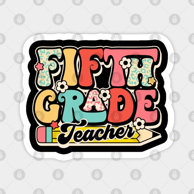 Retro Fifth Grade Teacher Flower Back To School For Boys Girl Magnet by luxembourgertreatable