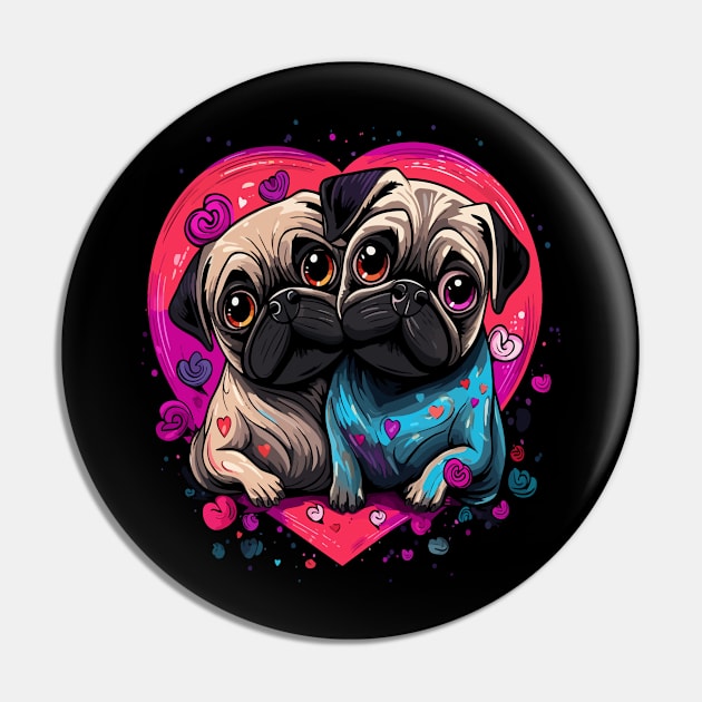 Pug Couple Valentine Pin by JH Mart