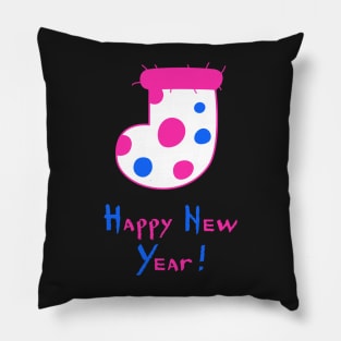 Polka Dot Christmas Stocking. Happy New Year! Pillow