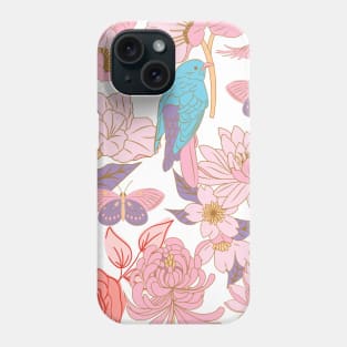 Beautiful blue bird flower pattern Phone Case