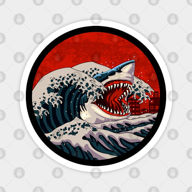 BIG SHARK WAVES Magnet by canzyartstudio