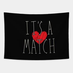 Heart Shape Graphic Background It's a Match Couple Design Tapestry