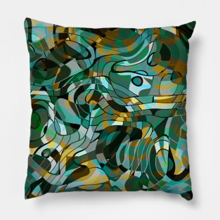 Green and Gold Geometric Pattern Pillow