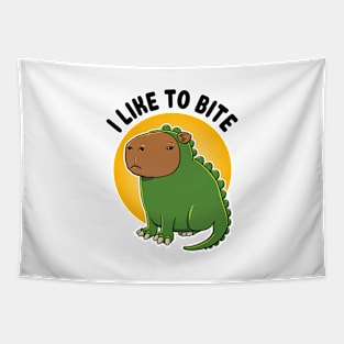 I like to bite Capybara Dinosaur Tapestry