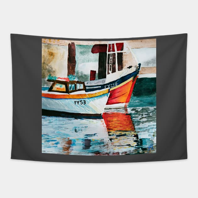 Boats in Harbour Tapestry by JulieWestmore