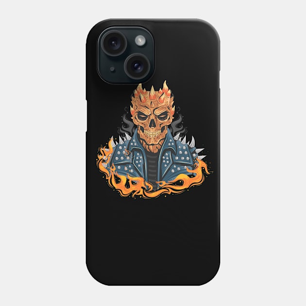 Skull Head With Fire Jacket Phone Case by Mako Design 