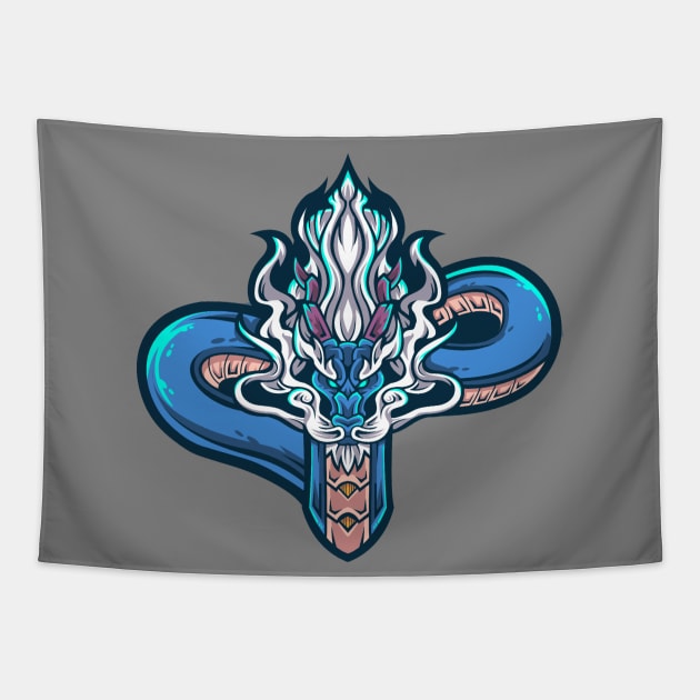 Blue Dragon Tapestry by Wavey's