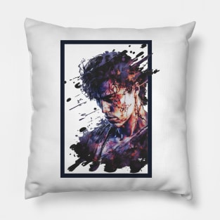 Splash art Samurai portrait hip hop style graphic illustration Pillow