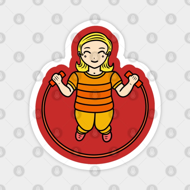 Jump rope girl Magnet by Andrew Hau