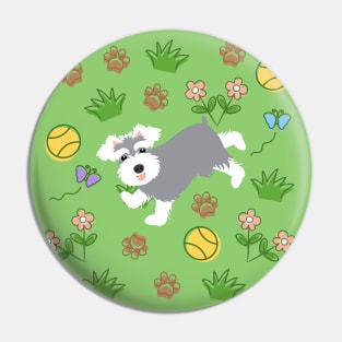 Playing Miniature Schnauzer Pin