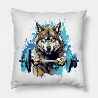 wolf at gym Pillow